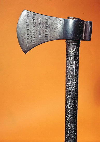 Axe with which Peter the Great (1672-1725) laid the first stone during the foundation of St. Petersb von Russian School