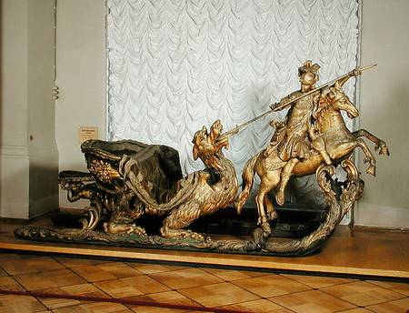 Carnival Sleigh with the figure of St George (wood & gold leaf) von Russian School