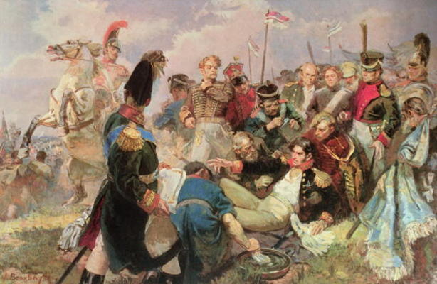 Battle of Borodino, 7th September 1812 (w/c on paper) von Russian School, (19th century)