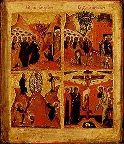 Auferweckung des Lazarus, Einzug Jesu in Jerusalem,Verklärung Christi,Kreuzigung Triptychon,Mittelte