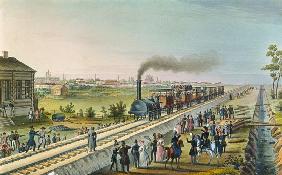 Die Eröffnung der Eisenbahn von St. Petersburg nach Pawlowsk  1820-er