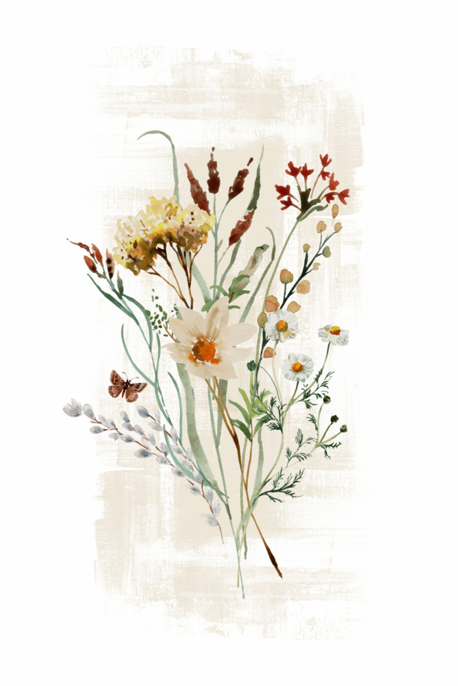 Wildes Blumenmuster in sanften Farbtönen von Sally Ann Moss
