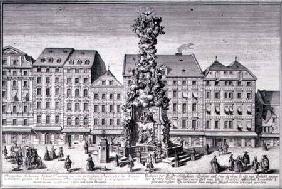 View of the Pestsaule, the Plague Column commissioned by Emperor Leopold I to commemorate Vienna's d