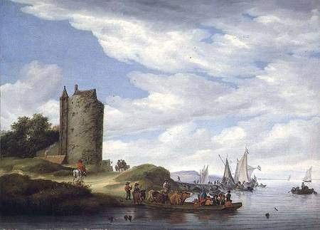 River Estuary with Watchtower von Salomon van Ruisdael or Ruysdael