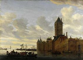 Flussmündung mit befestigter Stadt 1648