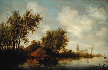 River Landscape with Church von Salomon van Ruysdael