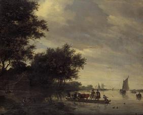Kanallandschaft mit Faehre 1640