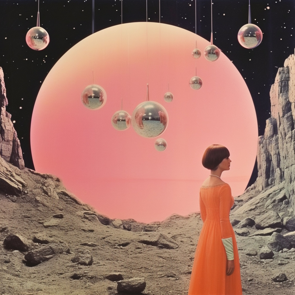 Space Orbs Collage-Kunst von Samantha Hearn