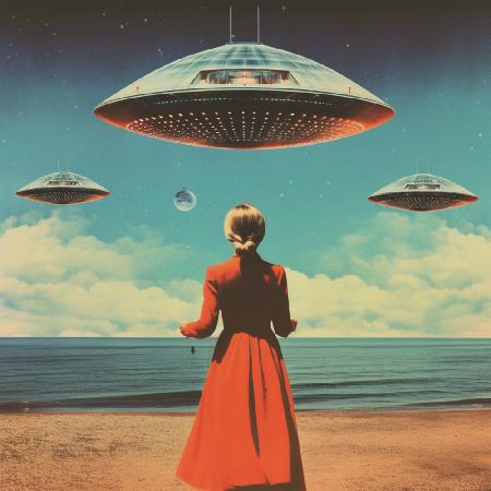 UFO-Himmel-Collage-Kunst