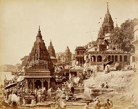 Vishnu Pud and Other Temples, Benares (sepia photo) 19th