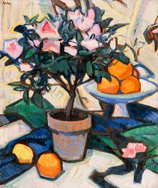 Rosa Azaleen und Orangen von Samuel John Peploe
