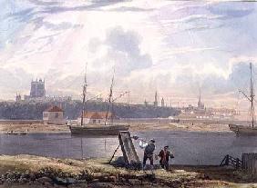 View across the Floating Harbour with the Cathedral and City Churches c. 1825