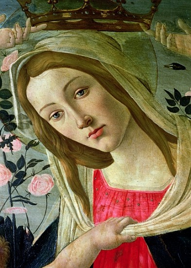 Madonna and Child Crowned Angels, detail of the Madonna von Sandro Botticelli