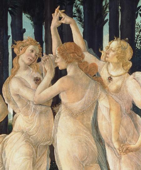 Primavera (Frühling). Detail: Die drei Grazien, rechts - Porträt von Caterina Sforza