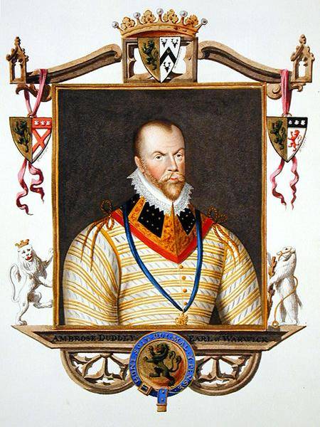 Portrait of Ambrose Dudley (c.1528-d.15 90) 1st Earl of Warwick from 'Memoirs of the Court of Queen von Sarah Countess of Essex