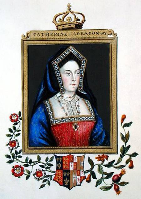 Portrait of Catherine of Aragon (1485-1536) 1st Queen of Henry VIII from 'Memoirs of the Court of Qu von Sarah Countess of Essex