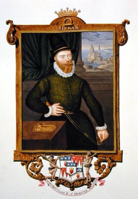 Portrait of James Douglas (c.1516-81) 4th Earl of Morton from 'Memoirs of the court of Queen Elizabe von Sarah Countess of Essex