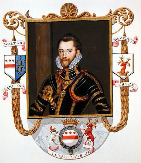 Portrait of Walter Devereux (1541-76) 1st Earl of Essex from 'Memoirs of the court of Queen Elizabet von Sarah Countess of Essex