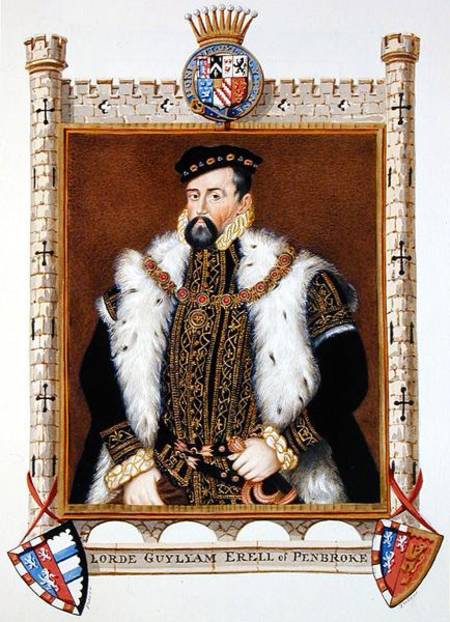 Portrait of William Herbert (c.1506-70) 1st Earl of Pembroke from 'Memoirs of the Court of Queen Eli von Sarah Countess of Essex
