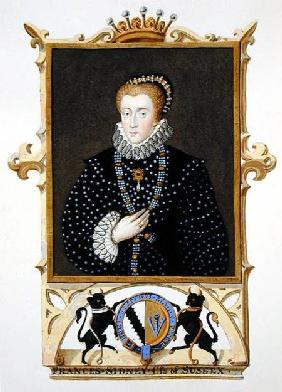 Portrait of Frances Sidney (d.c.1589) Countess of Sussex from 'Memoirs of the Court of Queen Elizabe published