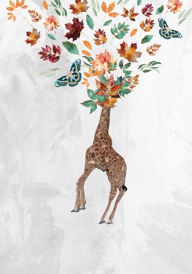 Giraffen-Herbstlaub-Kopf