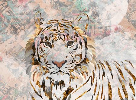 Tiger-Grunge-Gold-Wandbild