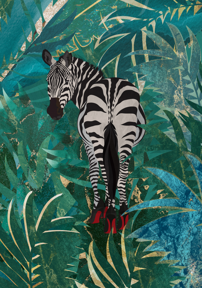 Zebra trägt Absätze im Dschungel von Sarah Manovski