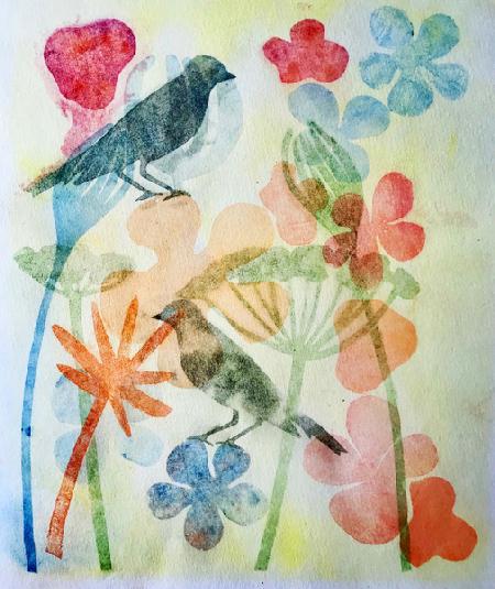 Two birds and flowers 2019