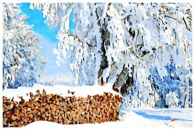 Holzstapel im Winter 2020