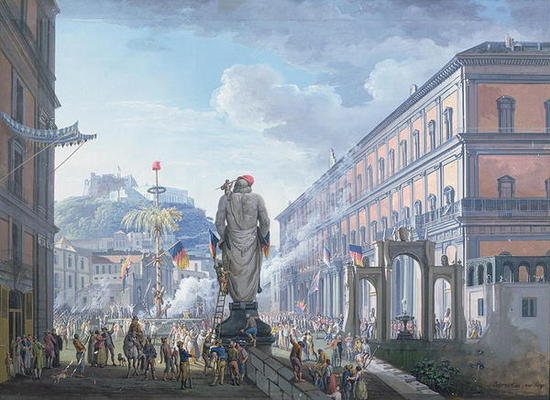 The Palazzo Reale, at the Moment When the Tree of Liberty was Cut Down and the Troops en masse were von Saviero Xavier della Gatta