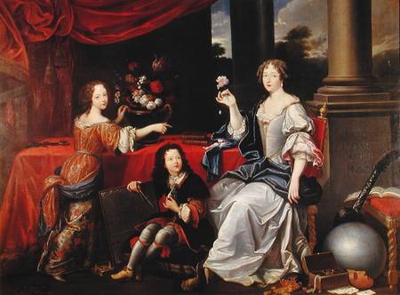 Francois Louise de La Baume de Blanc (1644-1710) Duchess de La Valliere, with her Two Children, Fran von Schmitz