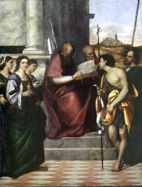 St. John Chrysostomos with SS. Paul, Liberalis, John the Baptist, Cecilia, Catherine and Mary Magdal 1509