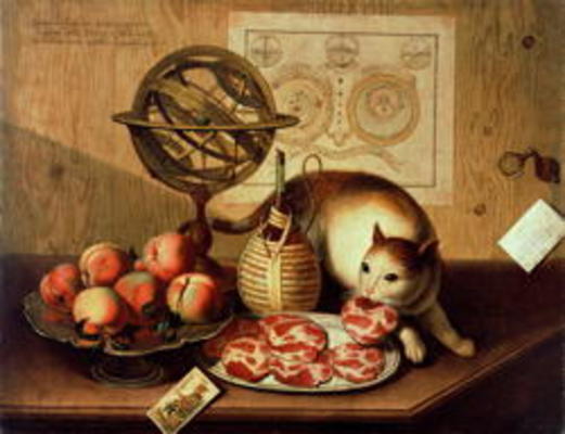 Still Life with Cat (oil on canvas) von Sebastiano Lazzari