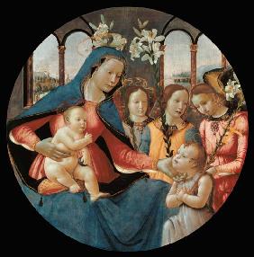 Jungfrau und Kind mit St. Johannes der Täufer und die Drei Erzengel Raphael, Gabriel und Michael 15th