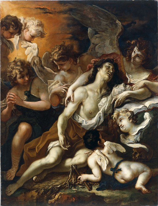 Die heilige Maria Magdalena von Engeln umgeben von Sebastiano Ricci