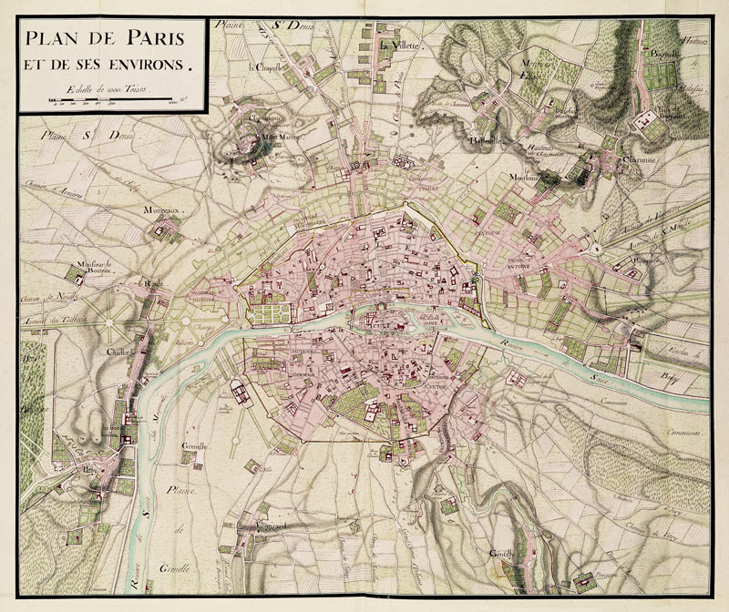 Map of Paris and its Surroundings, from ''Oisivetes'' von Sebastien Le Prestre de Vauban