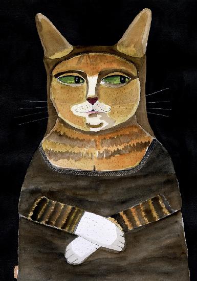 Mona Lisa-Katze,lustiger Katzen-Humor,Ingwer-Orange-Katze