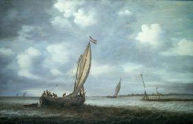 Ships in an Estuary (oil on canvas) 1891