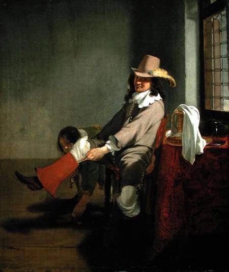 Interior with an Officer Putting on his Boot, Assisted by his Attendant von Simon Kick