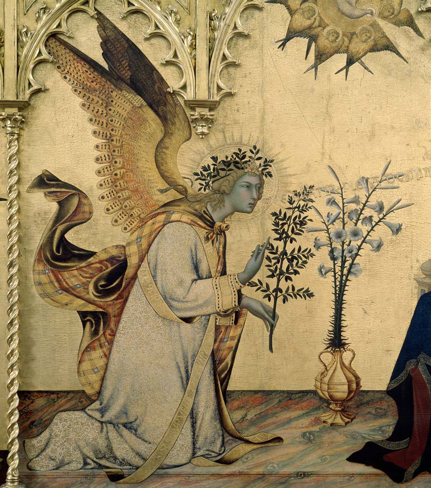 Die Verkündigung an Maria (Ausschnitt, Aufnahme nach der Restaurierung 2001) von Simone Martini