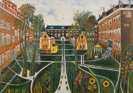 Der Garten des Altersheims in Amsterdam. 1941
