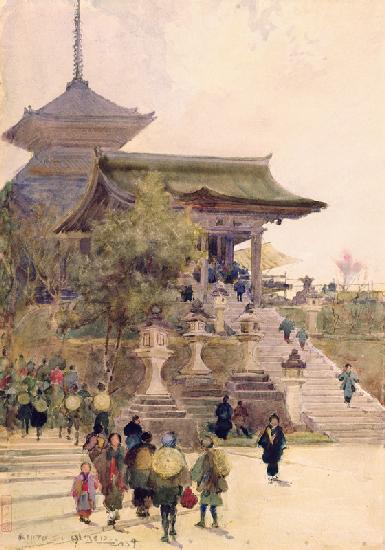 The Entrance to the Temple of Kiyomizu-Dera, Kyoto, with Pilgrims ascending 1887