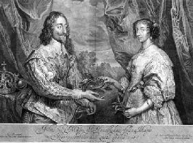 Charles I (1600-49) and Henrietta Maria (1609-69) engraved by George Vertue (1684-1756) after a pain 1742