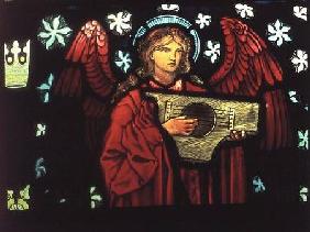 Detail of the Angel Musician, made by William Morris and Co. 1882