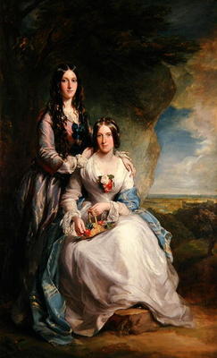 Lady Adeliza Manners and Lady Mary Foley, 1848 (oil on canvas) von Sir Francis Grant