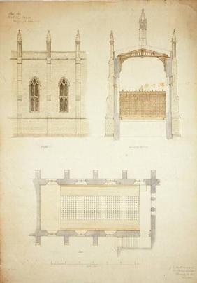 The Hall, New College Oxford: Design for New Roof 1865  and