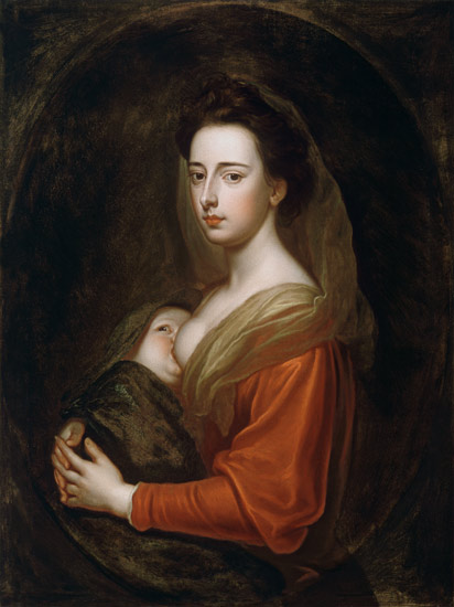 Portrait of Lady Mary Boyle (1566-1673) and Her Son Charles Boyle (d.1720) von Sir Godfrey Kneller