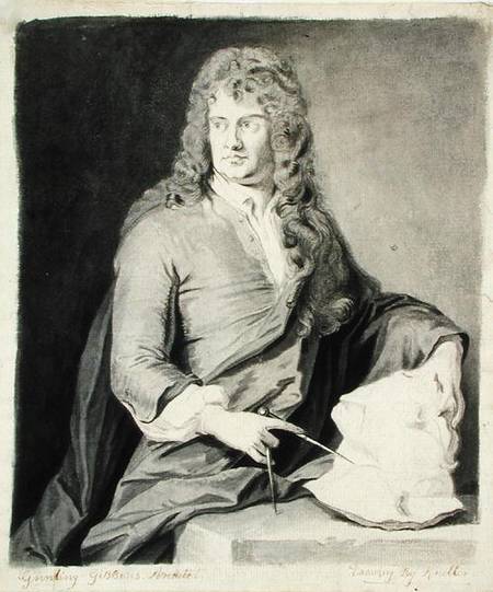 Portrait of Grinling Gibbons (1648-1721) von Sir Godfrey Kneller