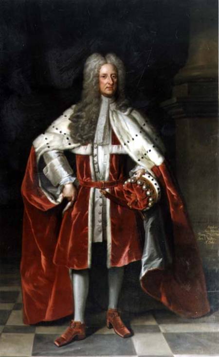 Portrait of Henry, 1st Viscount St. John (1652-1742) in his coronation robes von Sir Godfrey Kneller