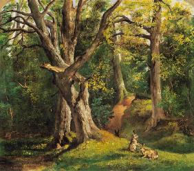 Woodland Scene with Rabbits 1862